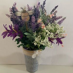 Elegant Floral Arrangement in decoupaged metallic vase